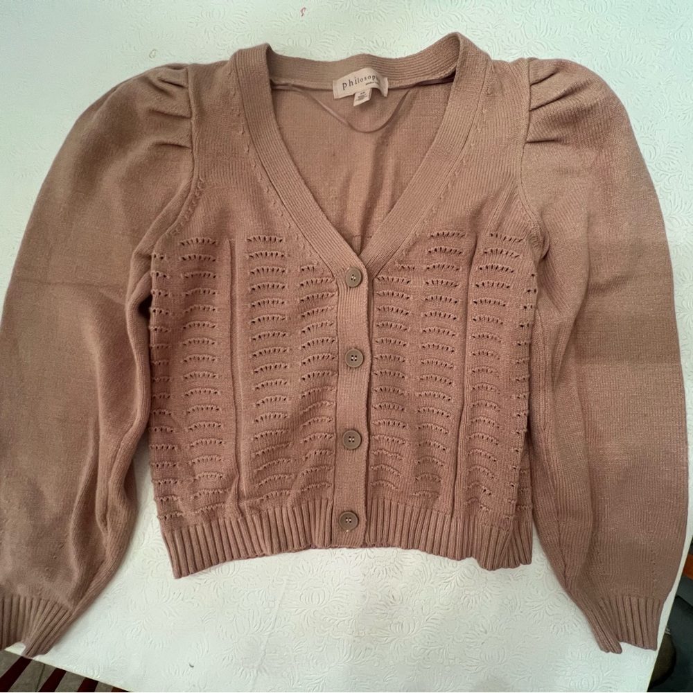 Philosophy Mauve Cardigan with Button Accents
